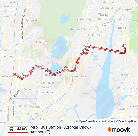 144AC Bus Line Map