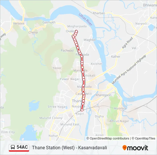 54AC Bus Line Map