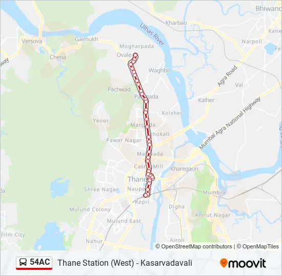 54AC Bus Line Map