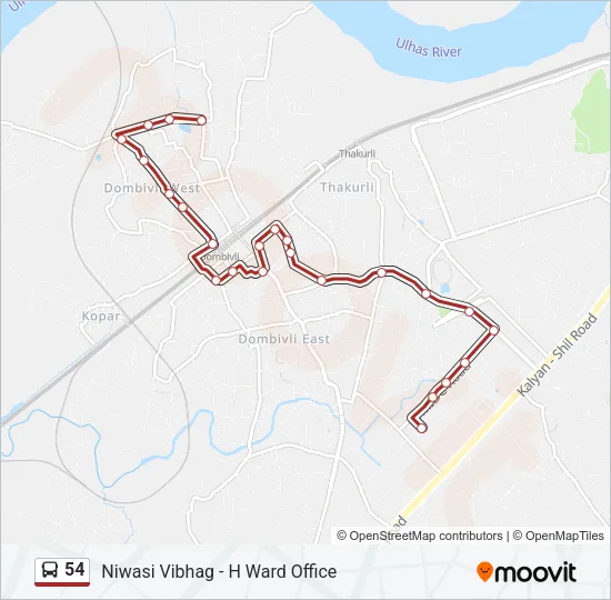 54 Bus Line Map
