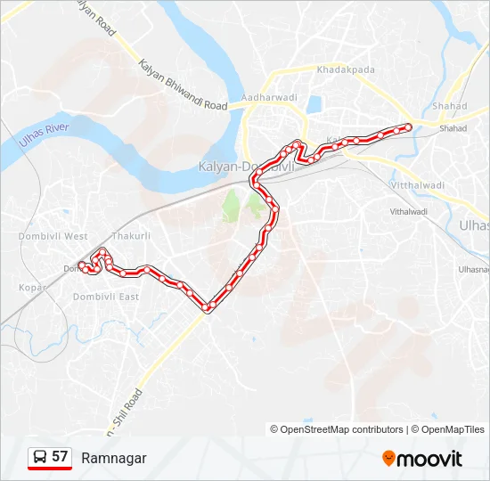 57 Bus Line Map