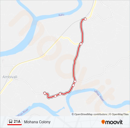 21A bus Line Map