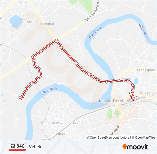 34C bus Line Map