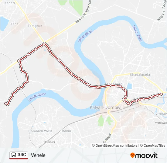 34C Bus Line Map