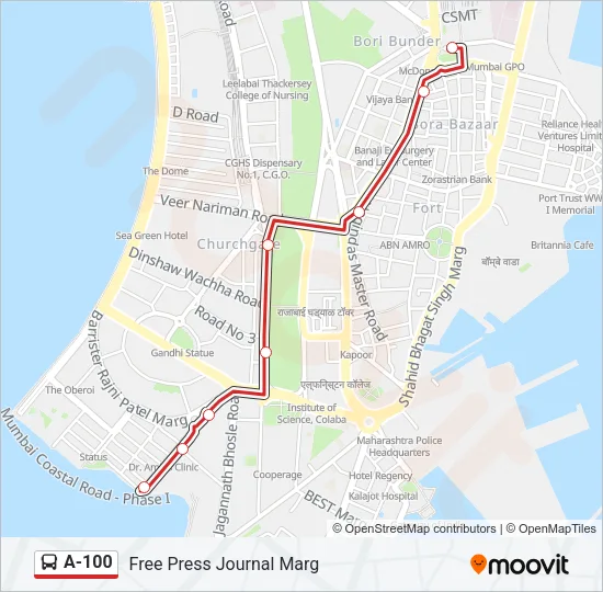 A-100 Bus Line Map