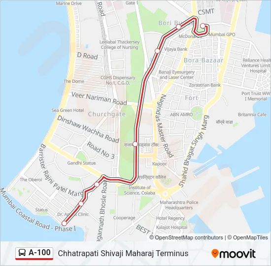 A-100 Bus Line Map