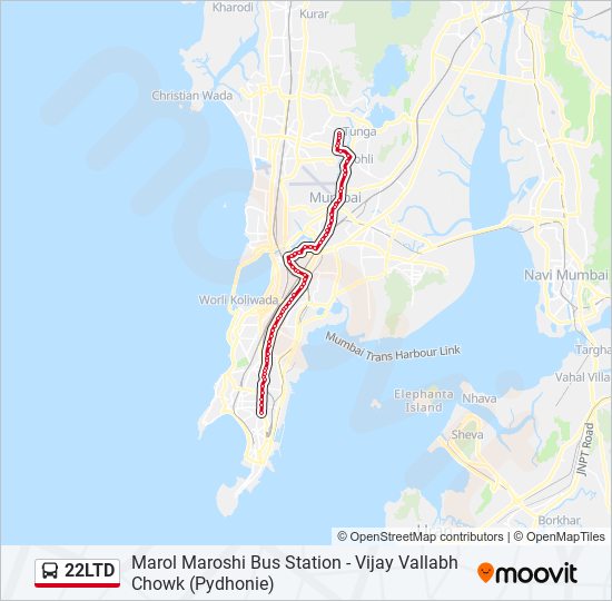 22LTD bus Line Map