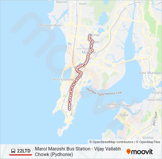 22LTD Bus Line Map