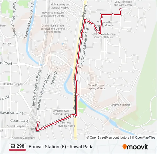 298 Bus Line Map