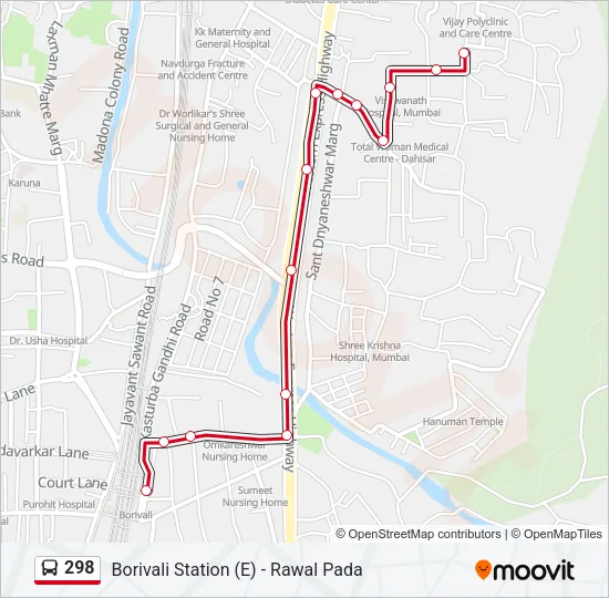 298 Bus Line Map