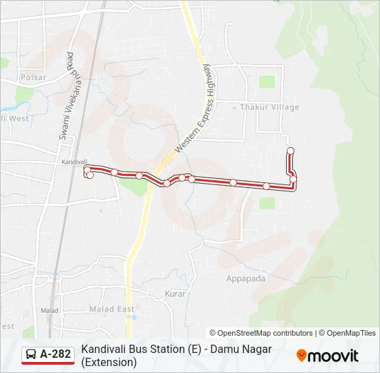A-282 Bus Line Map