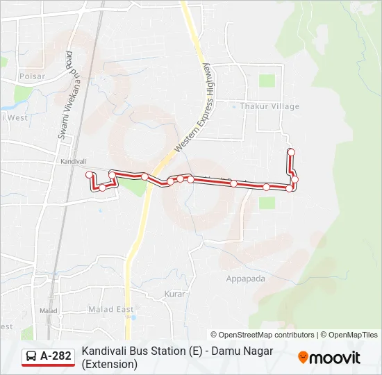 A-282 Bus Line Map