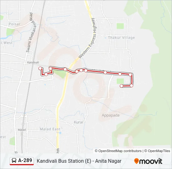 A-289 Bus Line Map