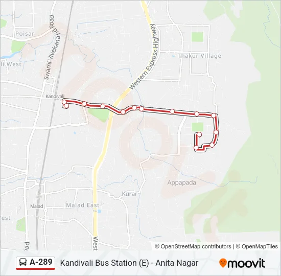 A-289 Bus Line Map