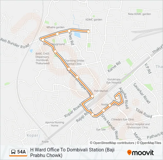 54A Bus Line Map