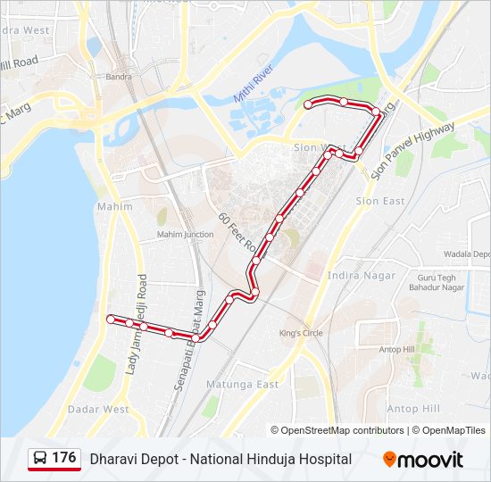 176 bus Line Map