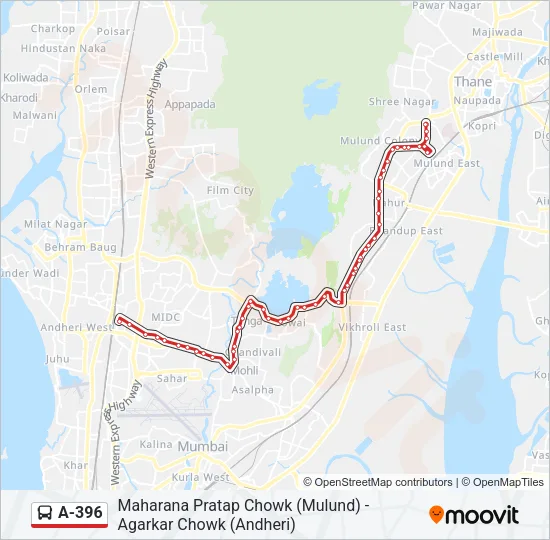 A-396 Bus Line Map