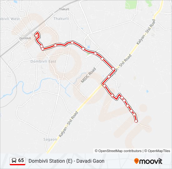 65 bus Line Map