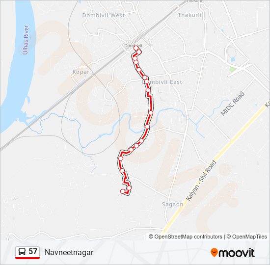 57 bus Line Map