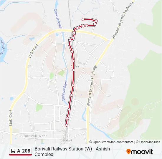 A-208 Bus Line Map