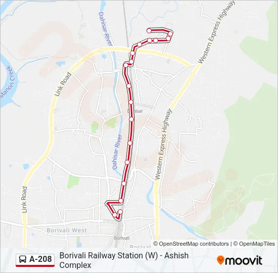 A-208 Bus Line Map