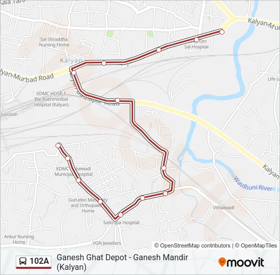 102A Bus Line Map