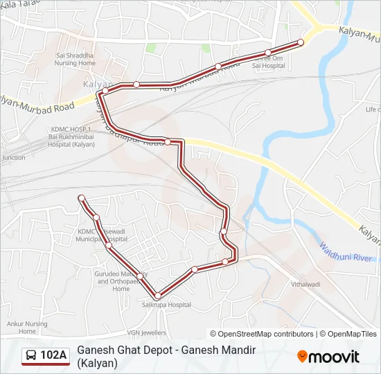 102A Bus Line Map