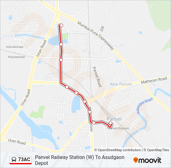 73AC bus Line Map