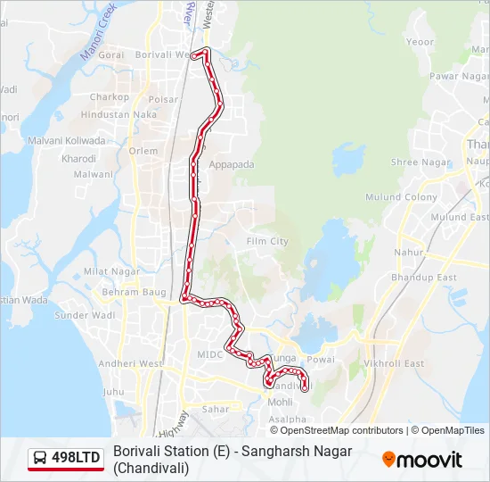 498LTD Bus Line Map