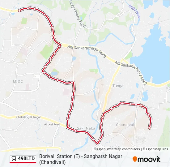 498LTD Bus Line Map