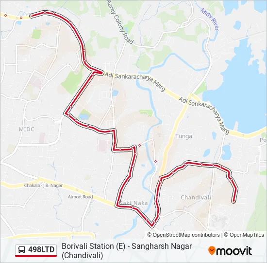 498LTD Bus Line Map