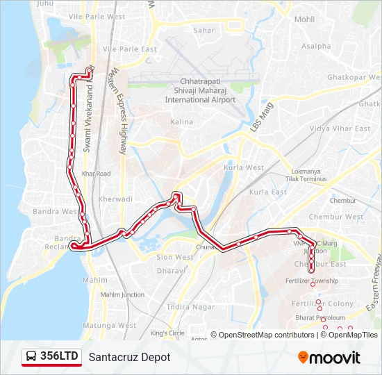 356LTD Bus Line Map