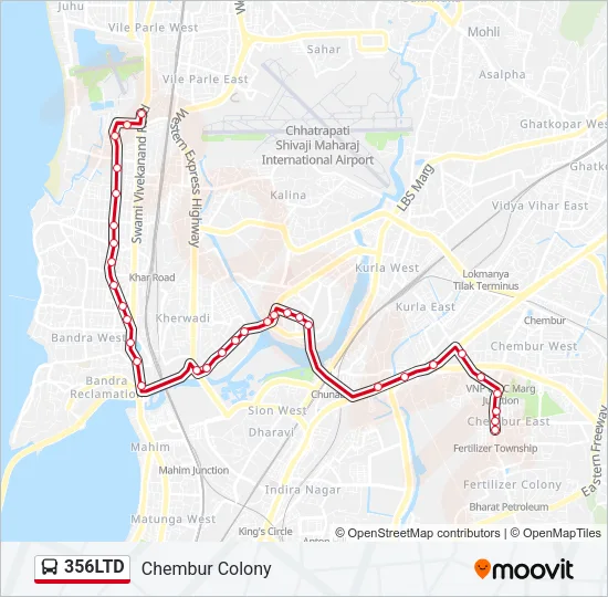 356LTD Bus Line Map