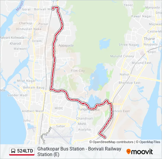524LTD Bus Line Map