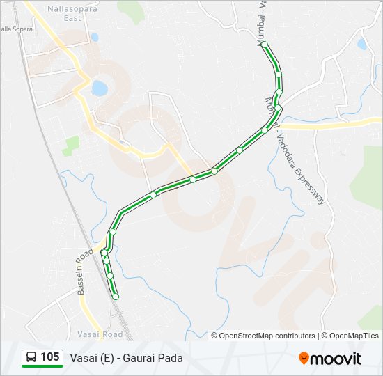 105 bus Line Map