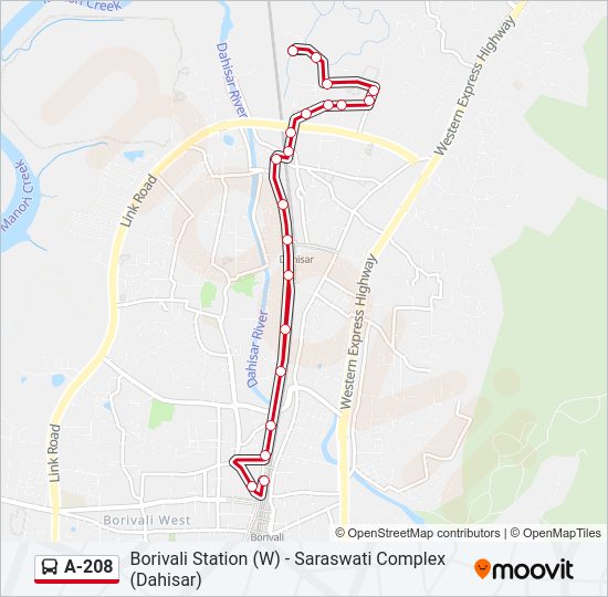 A-208 Bus Line Map