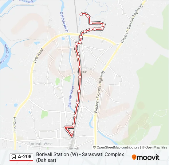 A-208 Bus Line Map