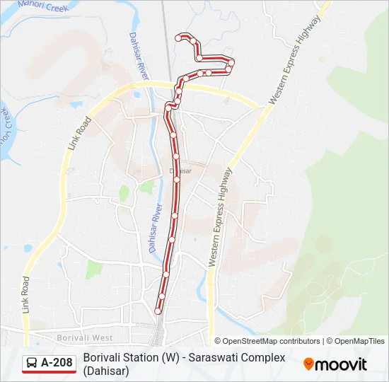 A-208 Bus Line Map