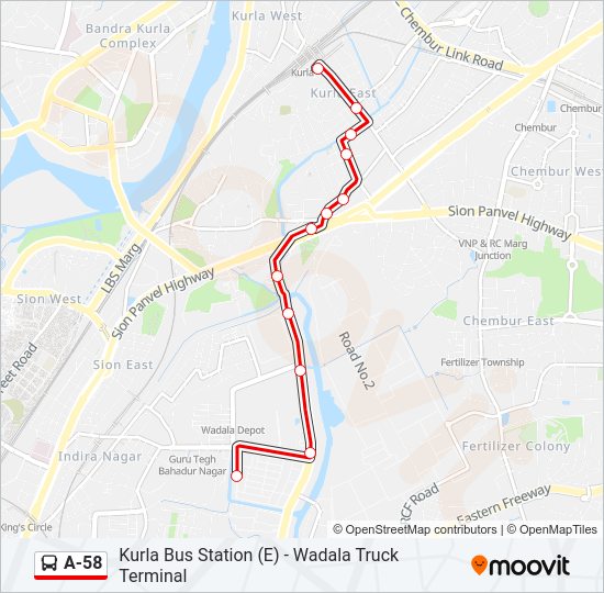 A-58 Bus Line Map