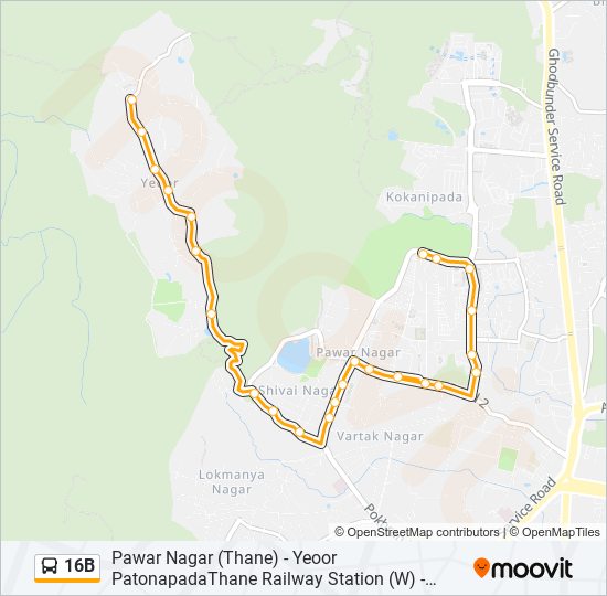 16B bus Line Map