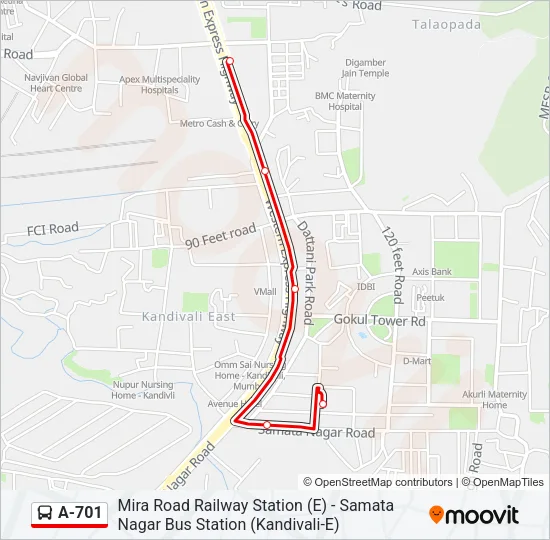 A-701 Bus Line Map