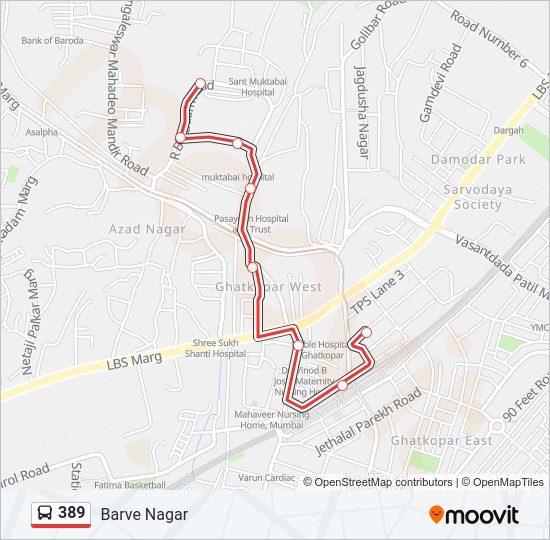 389 bus Line Map