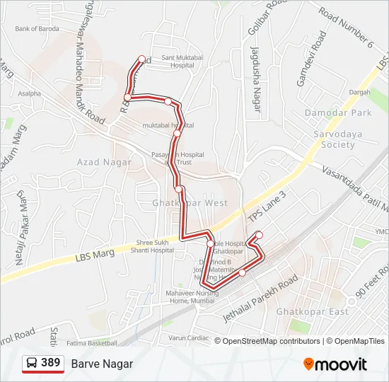 389 Bus Line Map