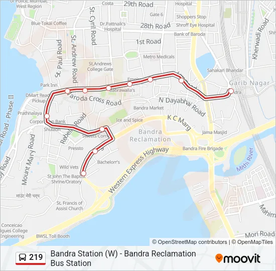219 Bus Line Map