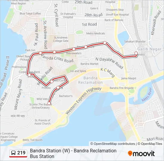 219 Bus Line Map