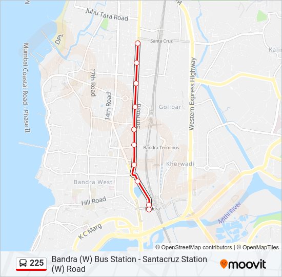 225 bus Line Map