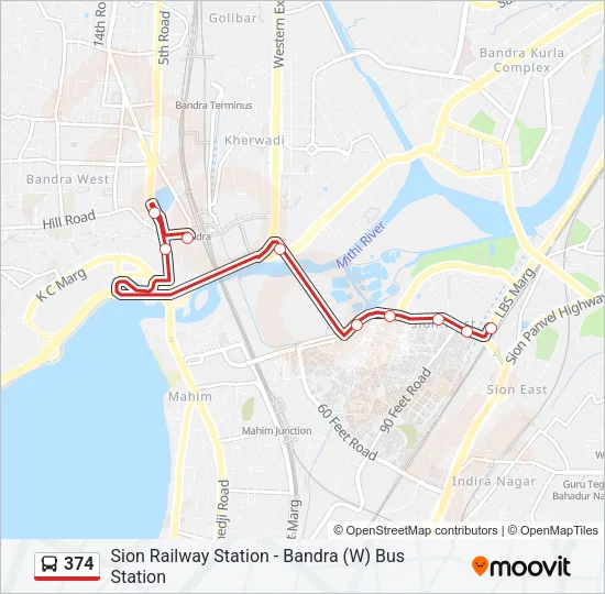 374 Bus Line Map