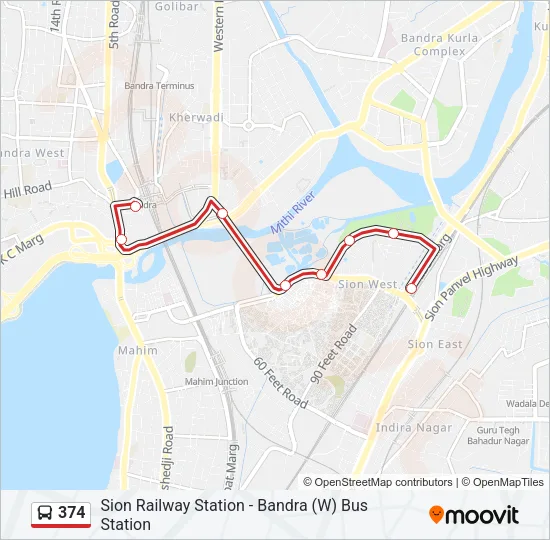 374 Bus Line Map