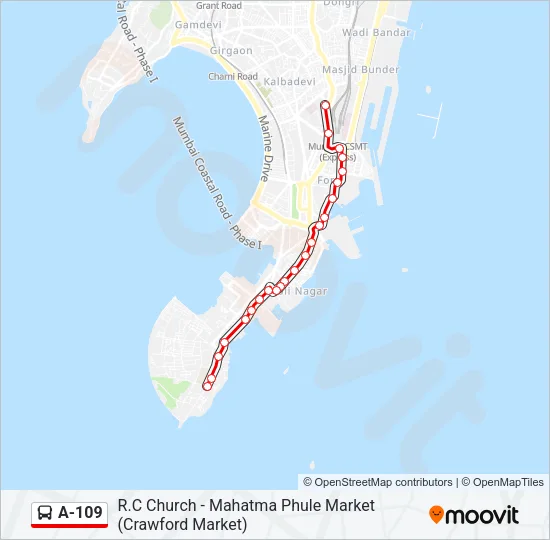A-109 Bus Line Map