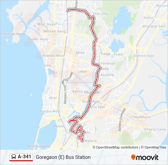 A-341 Bus Line Map